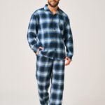 Pižama Key MNS 432 B26 ilgomis rankovėmis 3XL-4XL sagstoma